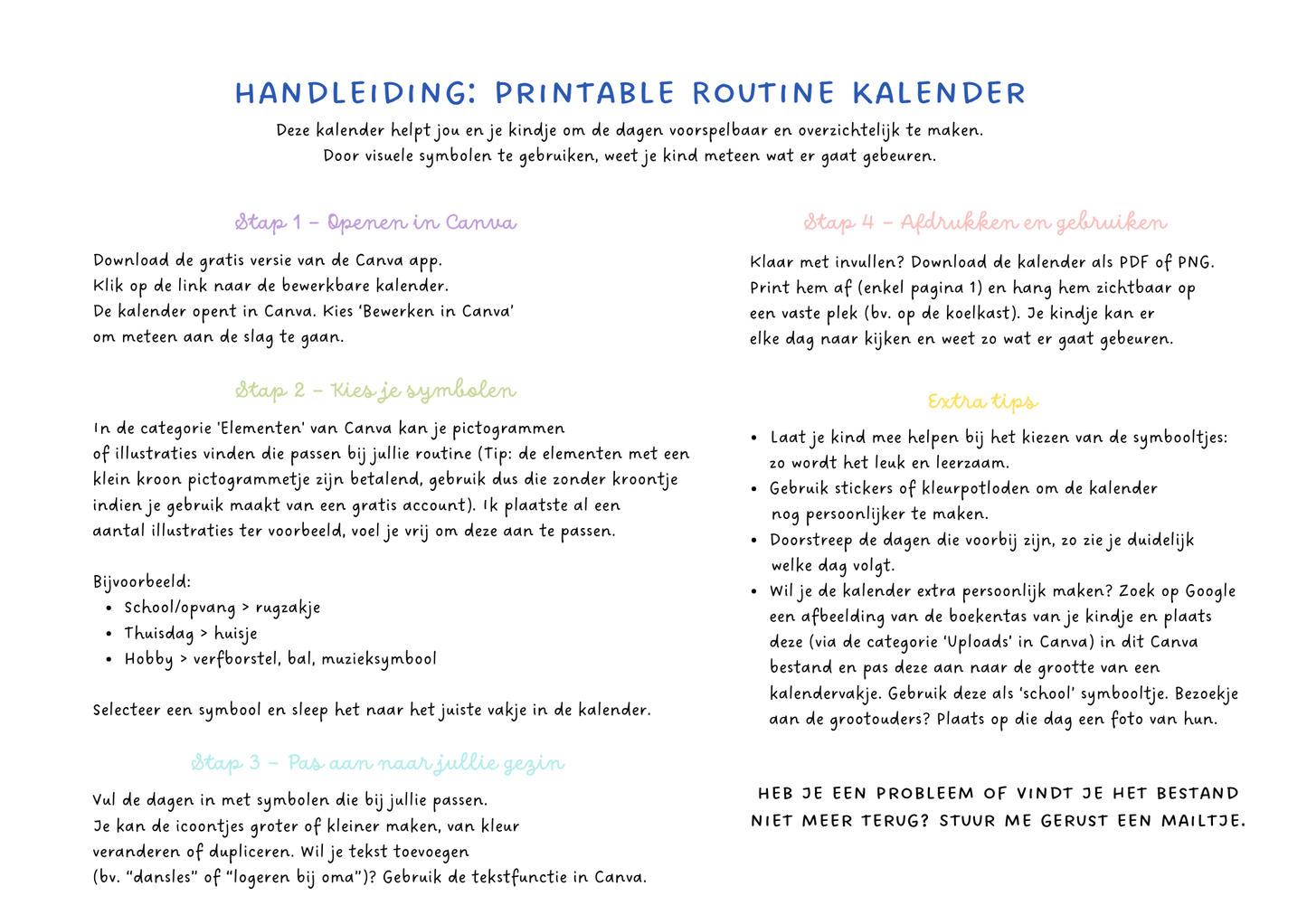 Printable: november kalender voor kinderen