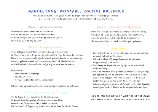 Printable: november kalender voor kinderen