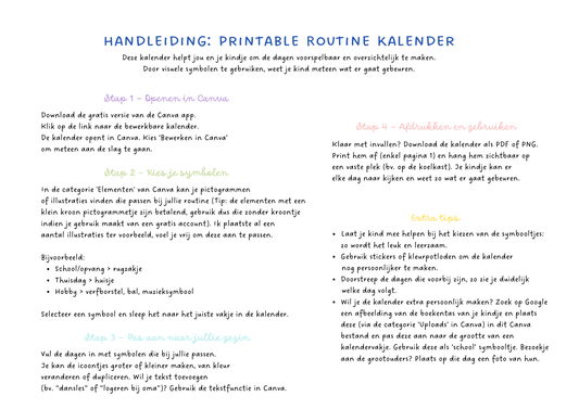 Printable: oktober kalender voor kinderen