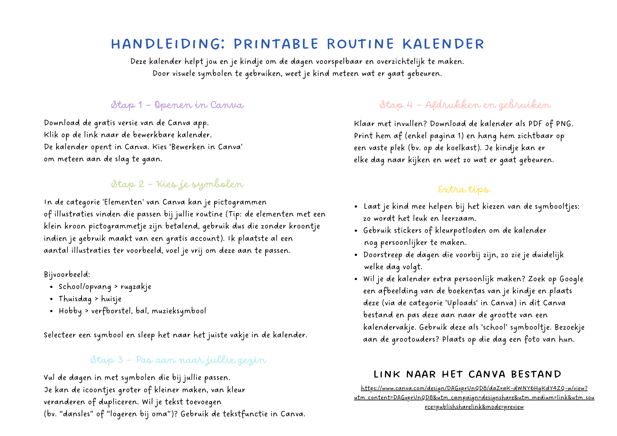 Printable: december kalender voor kinderen